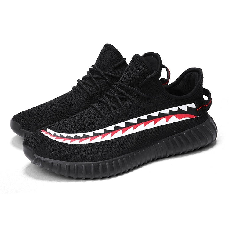 Shark Pattern Breathable Flat Heel Sports Casual Shoes for Men