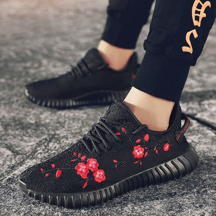 Flying Woven Cloth Breathable Flat Heel Sports Casual Shoes for Men