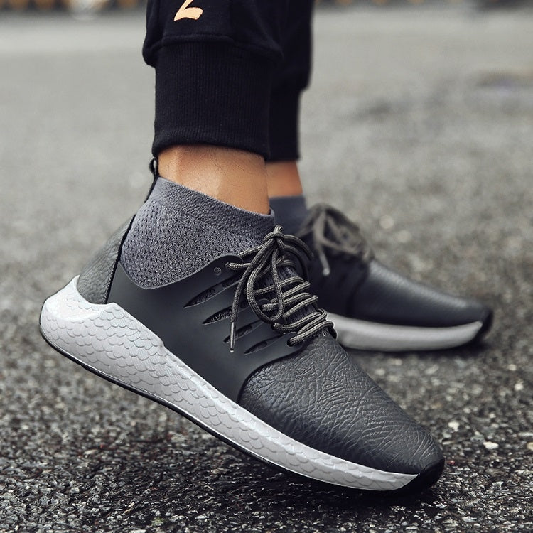 PU Leather Breathable Shockproof Socks Shoes High-top Shoes Sports Casual Shoes for Men