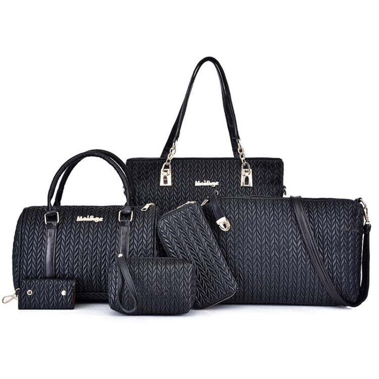 6 in 1 Weave Pattern PU Shoulder Bag Ladies Handbag Messenger Bag