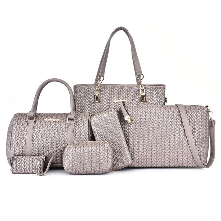 6 in 1 Weave Pattern PU Shoulder Bag Ladies Handbag Messenger Bag