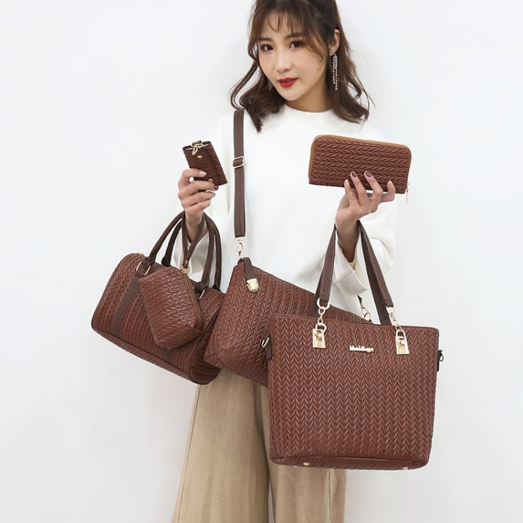 6 in 1 Weave Pattern PU Shoulder Bag Ladies Handbag Messenger Bag