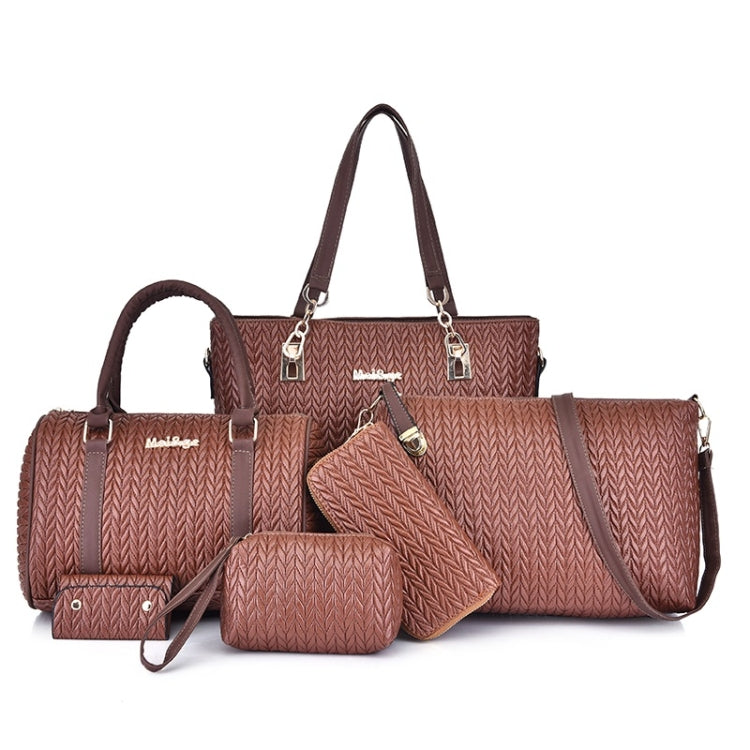6 in 1 Weave Pattern PU Shoulder Bag Ladies Handbag Messenger Bag