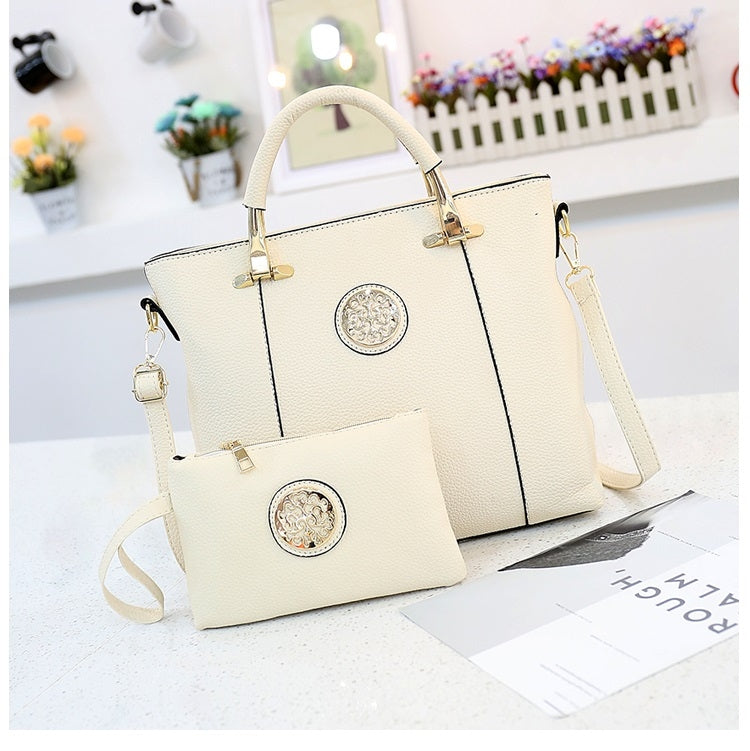 2 in 1 Casual PU Leather Shoulder Bag Ladies Handbag Messenger Bag