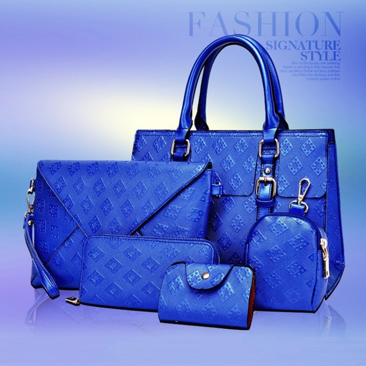 5 in 1 Diamond Texture PU Shoulder Bag Printed Flower Ladies Handbag Messenger Bag