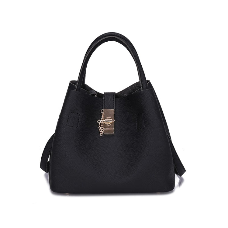 3 in 1 Casual PU Shoulder Bag Ladies Handbag Messenger Bag (Black)