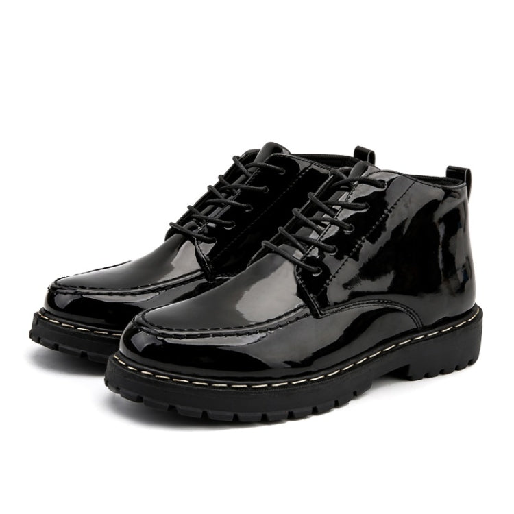 Patent Leather Glossy Tooling Shoes High Help Small Black Shoes for Men