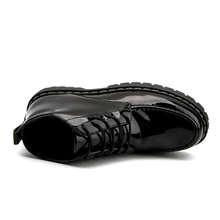 Patent Leather Glossy Tooling Shoes High Help Small Black Shoes for Men
