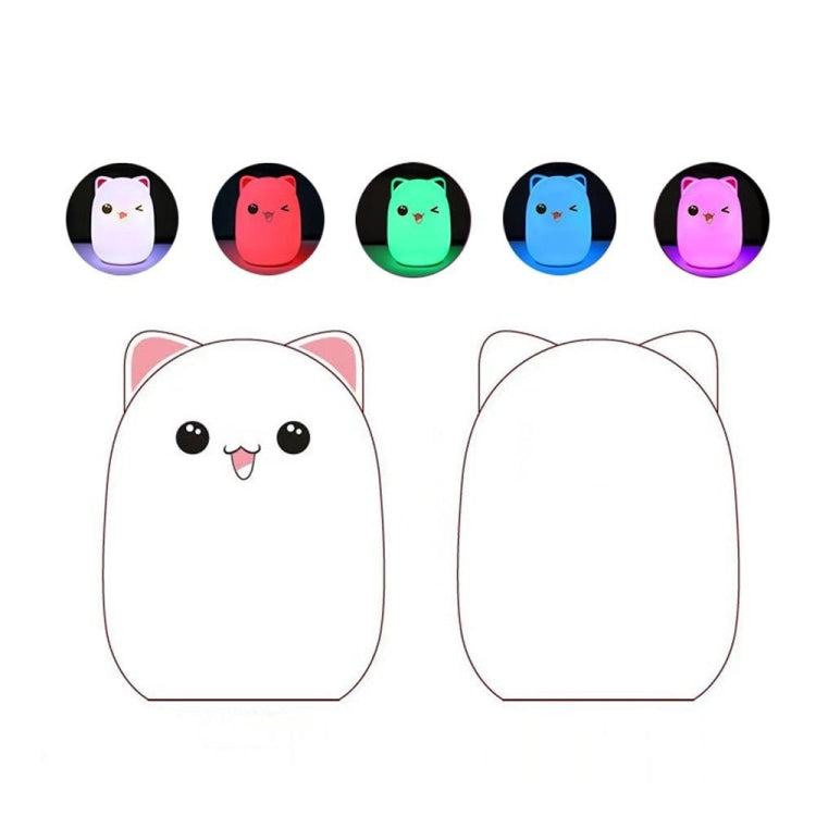 YWXLight Color Change Cat Shape USB Rechargeable LED Silicone Soft Nightlight