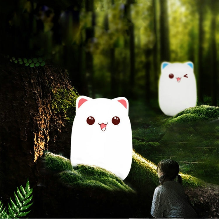 YWXLight Color Change Cat Shape USB Rechargeable LED Silicone Soft Nightlight