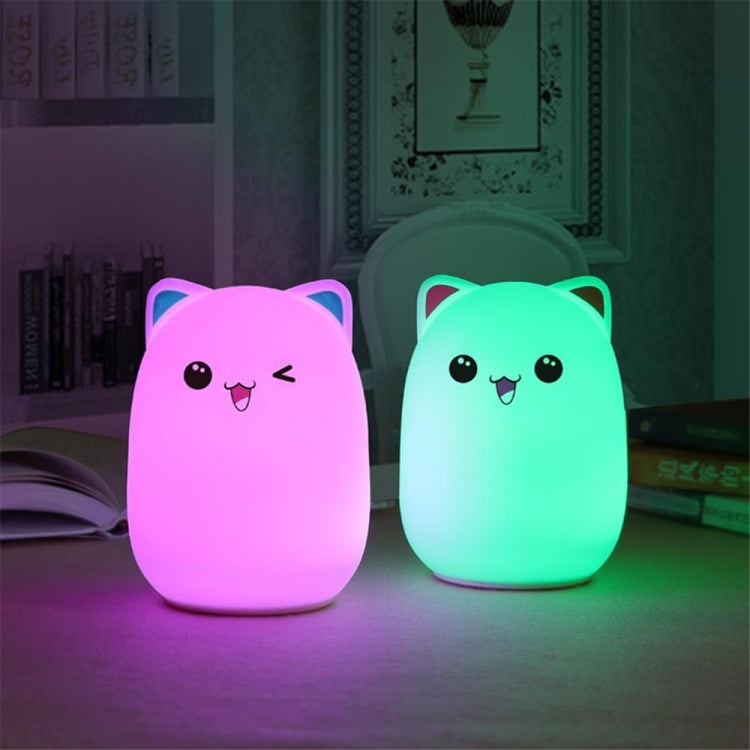 YWXLight Color Change Cat Shape USB Rechargeable LED Silicone Soft Nightlight