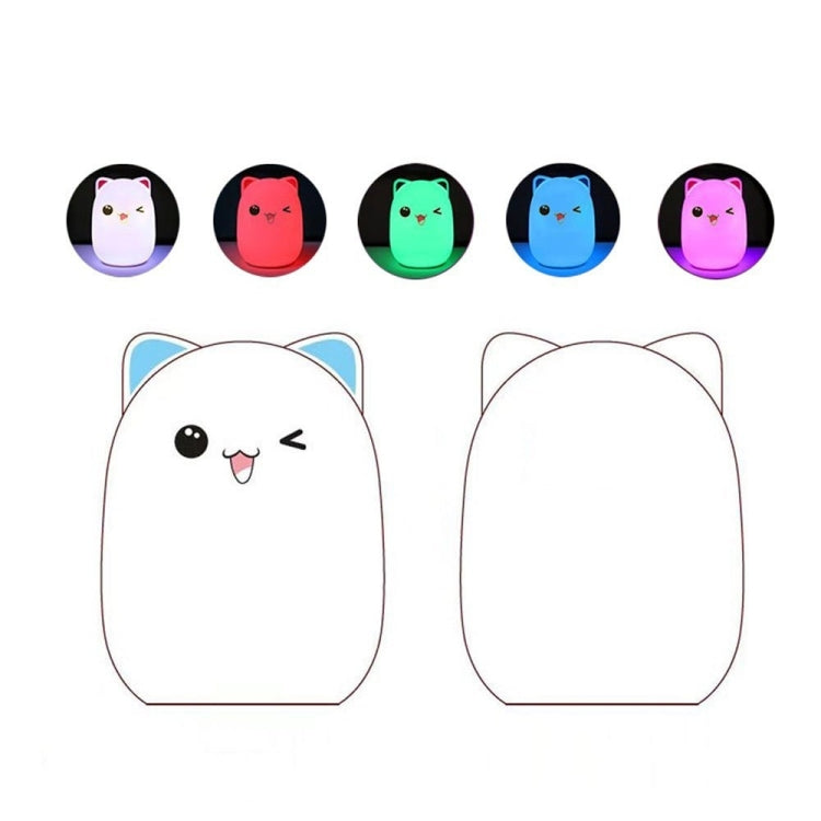 YWXLight Color Change Cat Shape USB Rechargeable LED Silicone Soft Nightlight