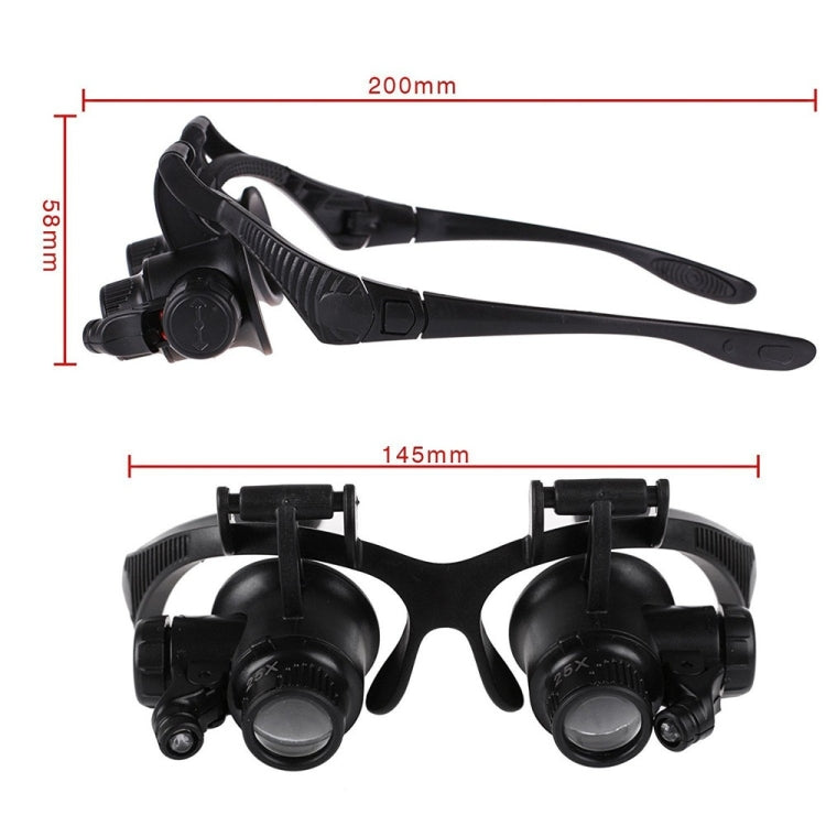 YWXLight Headband Eyewear Magnifier Loupe Jeweler Magnifying Glasses Tool Set with LED Light