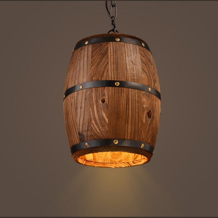 YWXLight Vintage Barrel Chandelier Creative Wooden Wine Barrel Lighting Personalized Cafe Bar Light