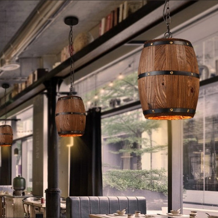 YWXLight Vintage Barrel Chandelier Creative Wooden Wine Barrel Lighting Personalized Cafe Bar Light