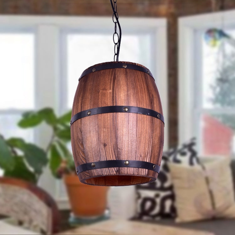 YWXLight Vintage Barrel Chandelier Creative Wooden Wine Barrel Lighting Personalized Cafe Bar Light