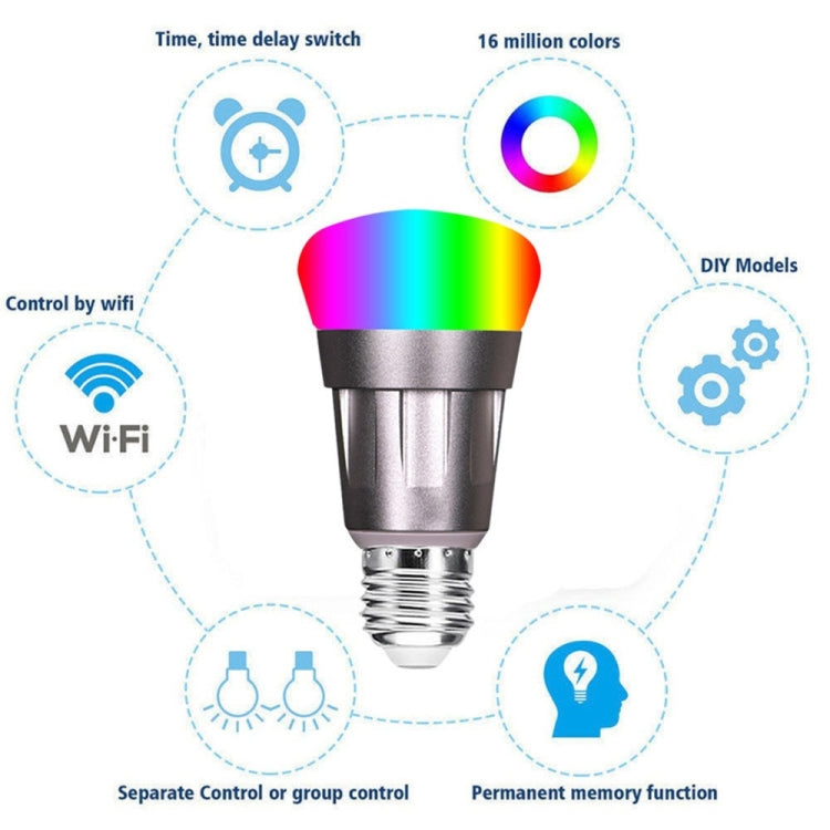 YWXLight E27 7W WiFi Smart Bulb APP Remote Control RGBW Tone Light Bulb LED Voice Light