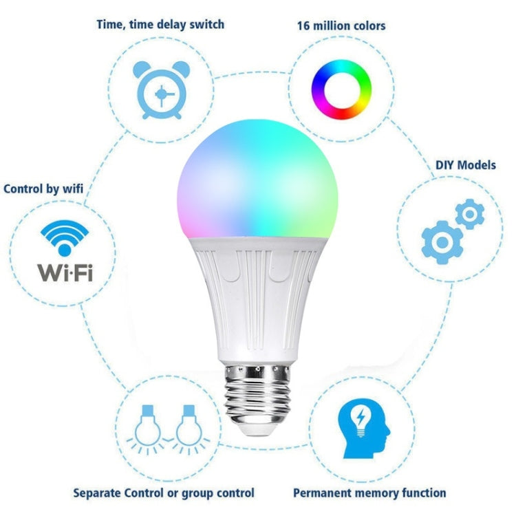 YWXLight 7W E27 LED Bulb Intelligent APP Remote Control Color Promise LED Bulb Light Energy Saving Lamp Works with Amazon