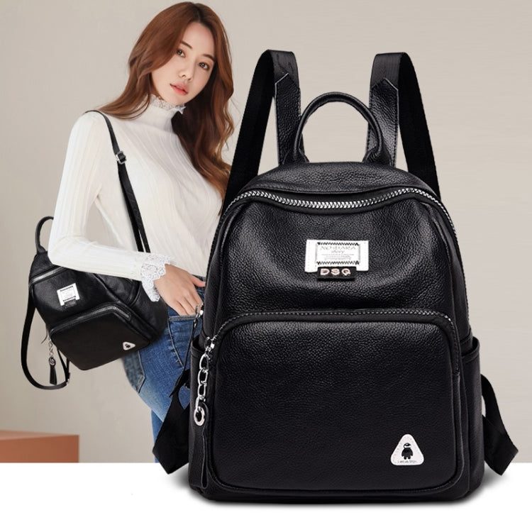 Fashion PU Double Shoulder Bag Messenger Bag Ladies Handbag (Black)