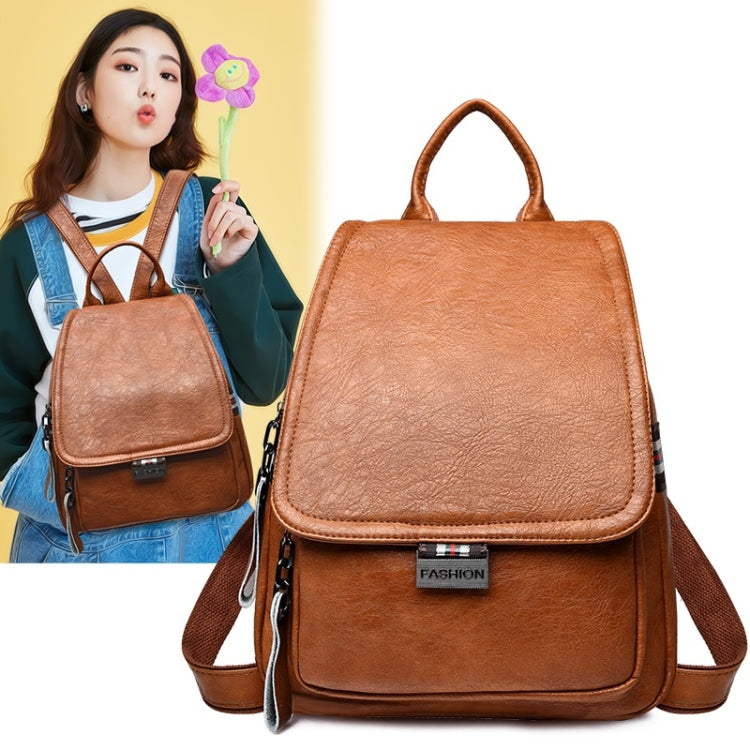 Fashion PU Double Shoulders Bag Ladies Backpack Handbag (Brown)