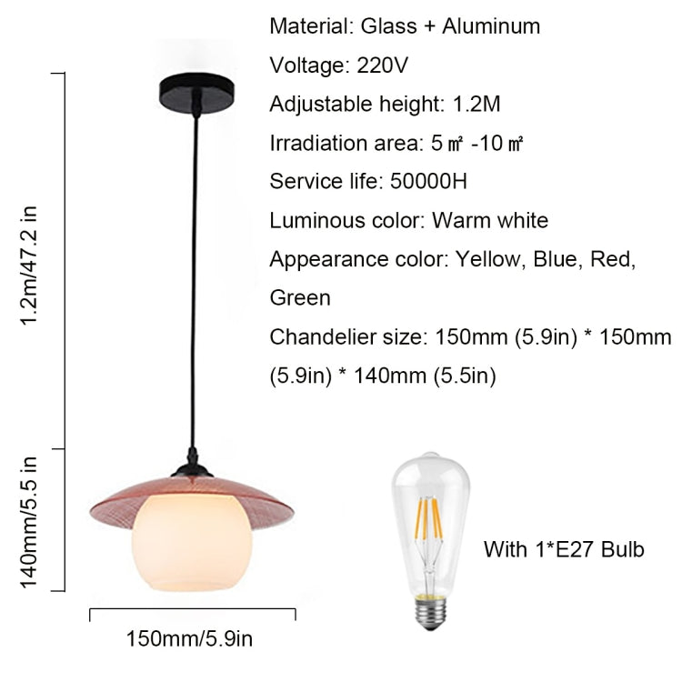 YWXLight Glass Mushroom Small Chandelier Restaurant Bar Milk Tea Clothing Store Single Head Creative Lighting