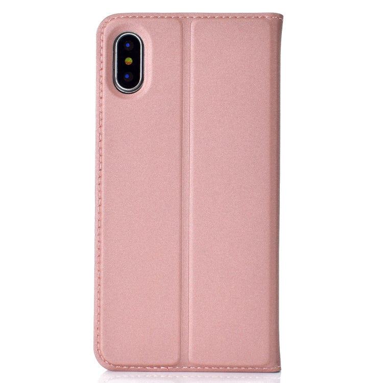 For iPhone X / XS Ultra-thin Pressed Magnetic Card TPU+PU Leather Case with Card Slot & Holder