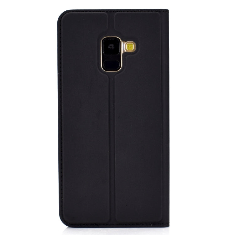 Ultra-thin Pressed Magnetic TPU+PU Leathe Case for Galaxy A8 (2018), with Card Slot & Holder