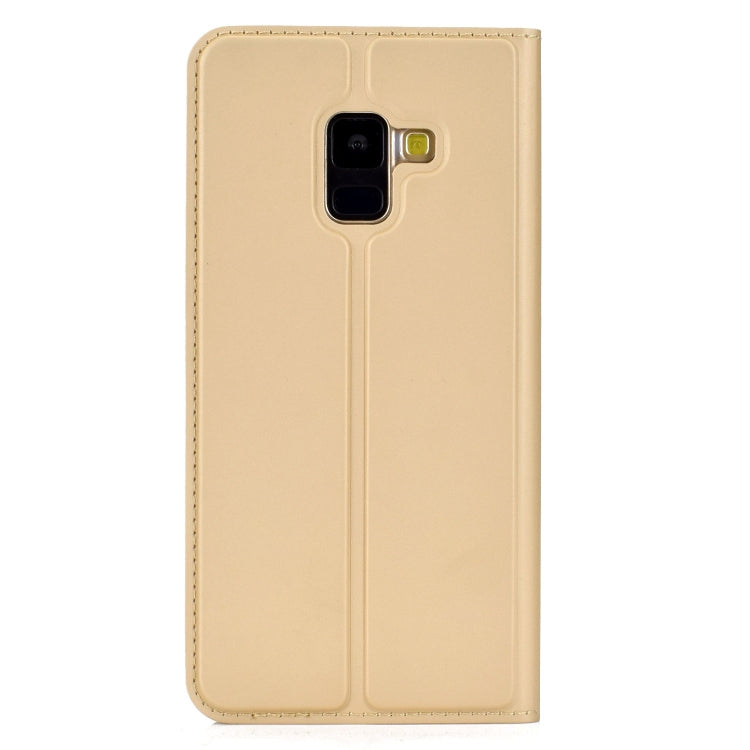 Ultra-thin Pressed Magnetic TPU+PU Leathe Case for Galaxy A8 (2018), with Card Slot & Holder