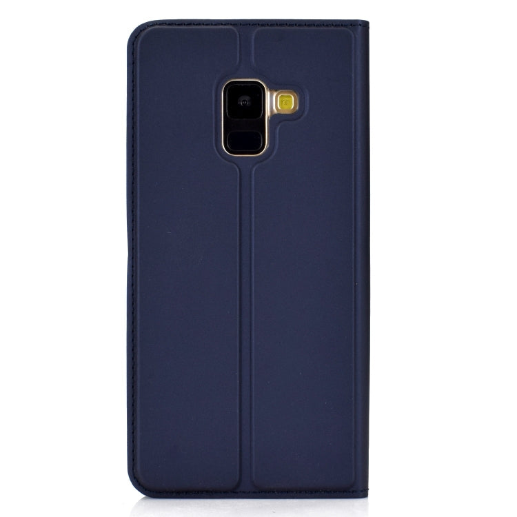 Ultra-thin Pressed Magnetic TPU+PU Leathe Case for Galaxy A8 (2018), with Card Slot & Holder