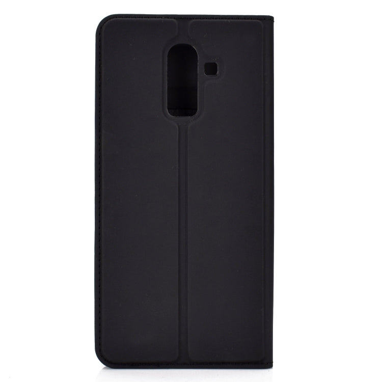 Ultra-thin Pressed Magnetic TPU+PU Leathe Case for Galaxy J8 (2018), with Card Slot & Holder