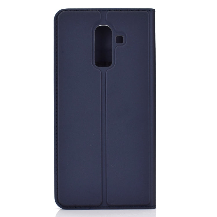 Ultra-thin Pressed Magnetic TPU+PU Leathe Case for Galaxy J8 (2018), with Card Slot & Holder