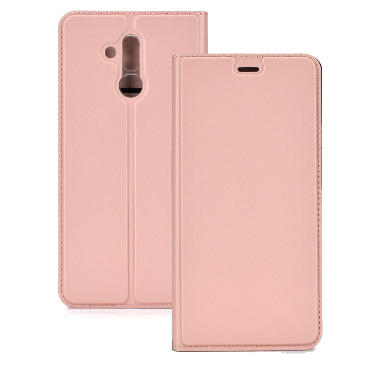 Ultra-thin Pressed Magnetic TPU+PU Leathe Case for Huawei Mate 20 Lite, with Card Slot & Holder