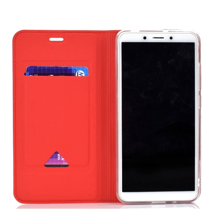 Ultra-thin Pressed Magnetic TPU+PU Leathe Case for Xiaomi Redmi 6, with Card Slot & Holder