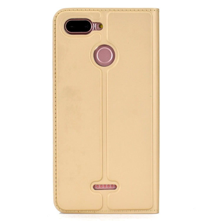 Ultra-thin Pressed Magnetic TPU+PU Leathe Case for Xiaomi Redmi 6, with Card Slot & Holder