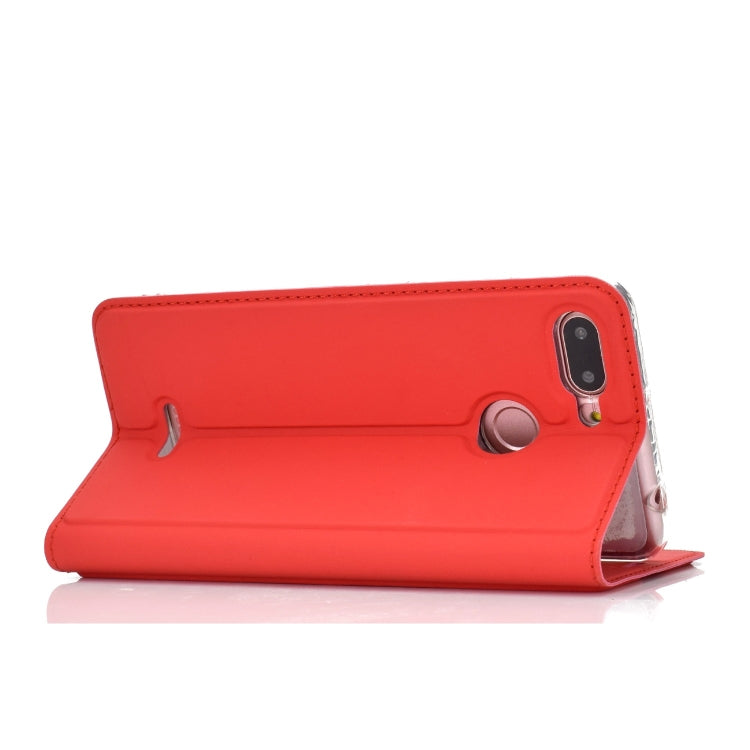 Ultra-thin Pressed Magnetic TPU+PU Leathe Case for Xiaomi Redmi 6, with Card Slot & Holder