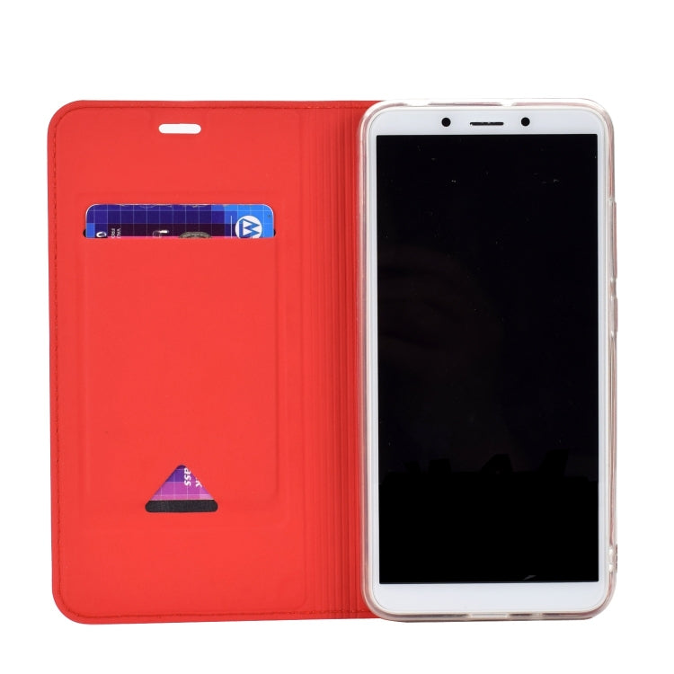 Ultra-thin Pressed Magnetic TPU+PU Leathe Case for Xiaomi Redmi 6A, with Card Slot & Holder