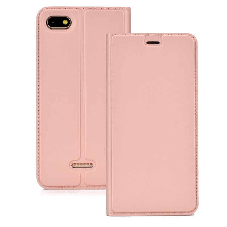 Ultra-thin Pressed Magnetic TPU+PU Leathe Case for Xiaomi Redmi 6A, with Card Slot & Holder