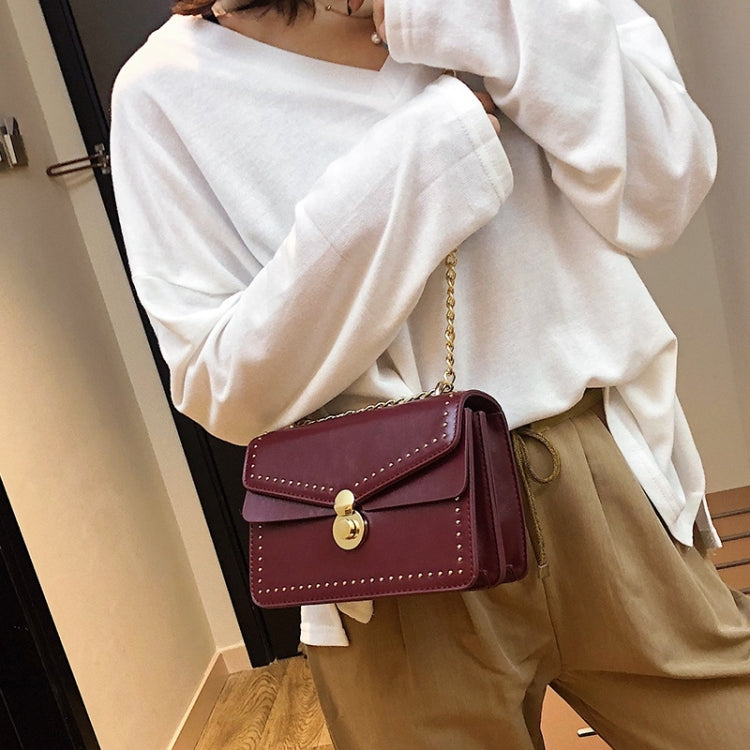 Rivet PU Leather Single Shoulder Bag Small Square Bag Ladies Messenger Handbag