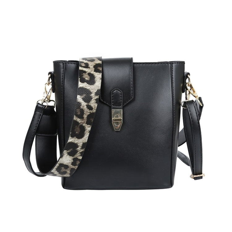 2 in 1 Bucket Bag Fashion Shoulder Bag Ladies Messenger Bag Handbag with Leopard Print Shoulder Strap