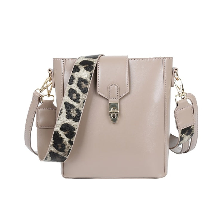 2 in 1 Bucket Bag Fashion Shoulder Bag Ladies Messenger Bag Handbag with Leopard Print Shoulder Strap