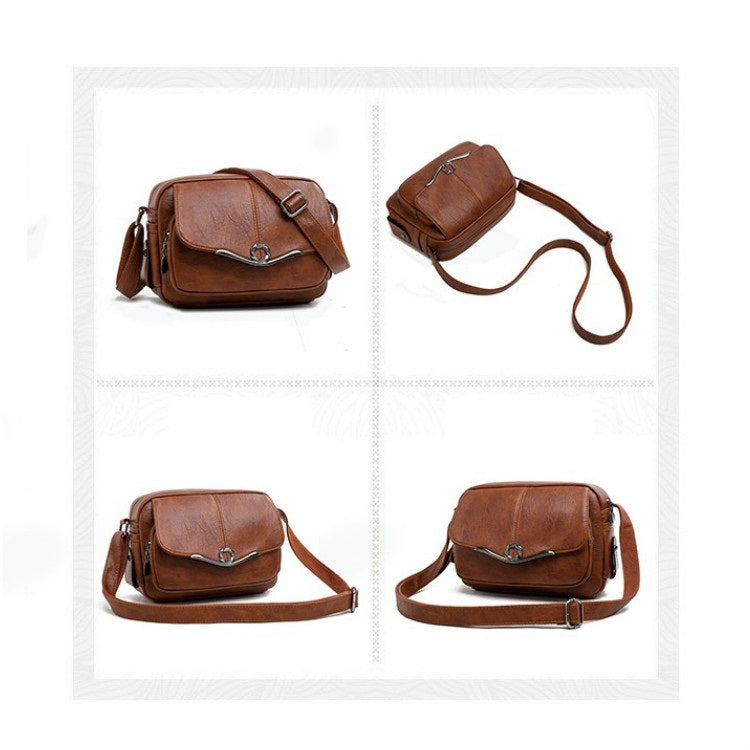 Pure Color Retro PU Leather Single Shoulder Bag Small Square Bag Ladies Messenger Bag Handbag