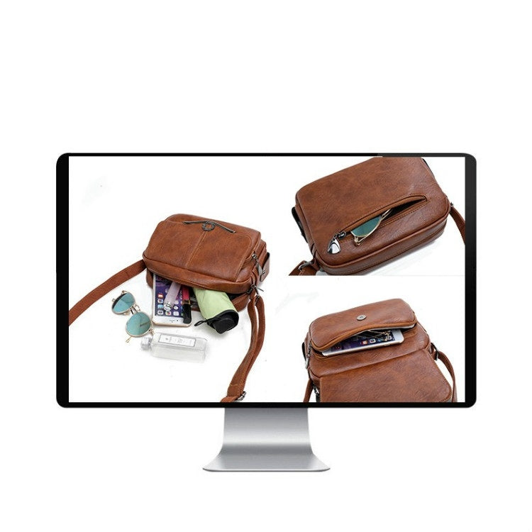 Pure Color Retro PU Leather Single Shoulder Bag Small Square Bag Ladies Messenger Bag Handbag