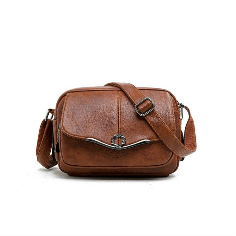 Pure Color Retro PU Leather Single Shoulder Bag Small Square Bag Ladies Messenger Bag Handbag