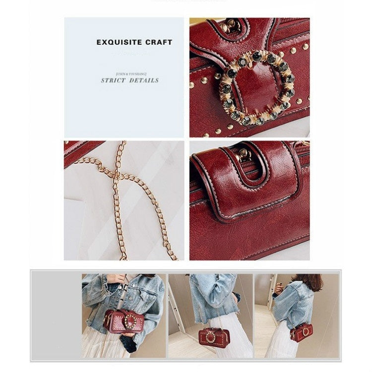 Rivet Clip Shoulder Bag Small Square Bag Ladies Messenger Handbag