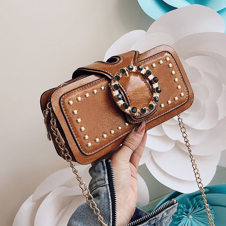 Rivet Clip Shoulder Bag Small Square Bag Ladies Messenger Handbag