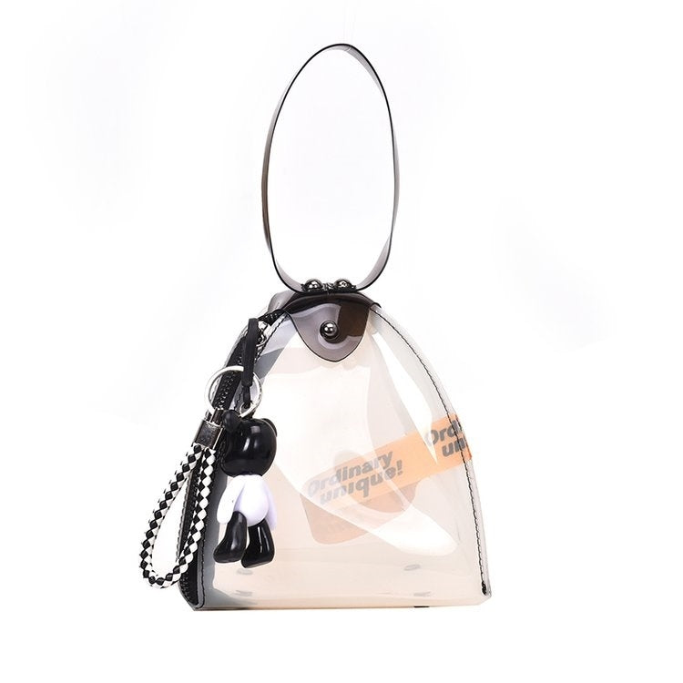 Cone Shaped Clear Single Shoulder Bag Ladies Handbag Messenger Bag (White)