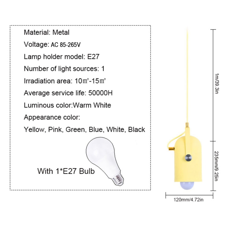 YWXLight Modern Minimalist Macaron Metal Chandelier Single Head Chandelier for Bedroom Living Room Kitchen