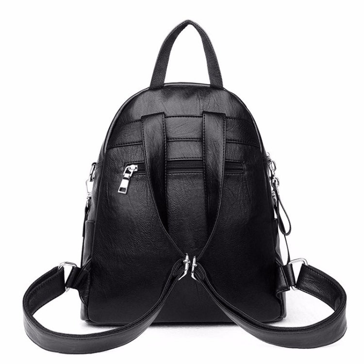 Pure Color Casual PU Double-shoulder & Single-shoulder Bag Ladies Handbag Backpack Bag (Black)