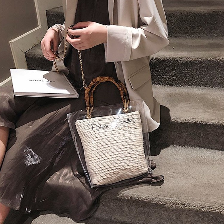 2 in 1 Straw Bag Single Shoulder Bag Ladies Handbag Messenger Bag