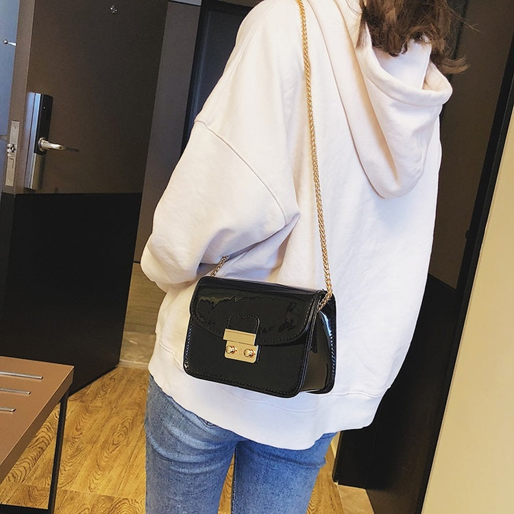 PU Leather Chain-strap Single Shoulder Bag Ladies Handbag Messenger Bag (Black)